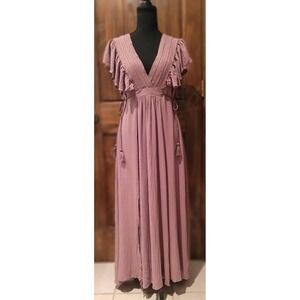 Baltic Born Jennifer Deep V Maxi Dress Boho Ethereal Cottagecore Flowy